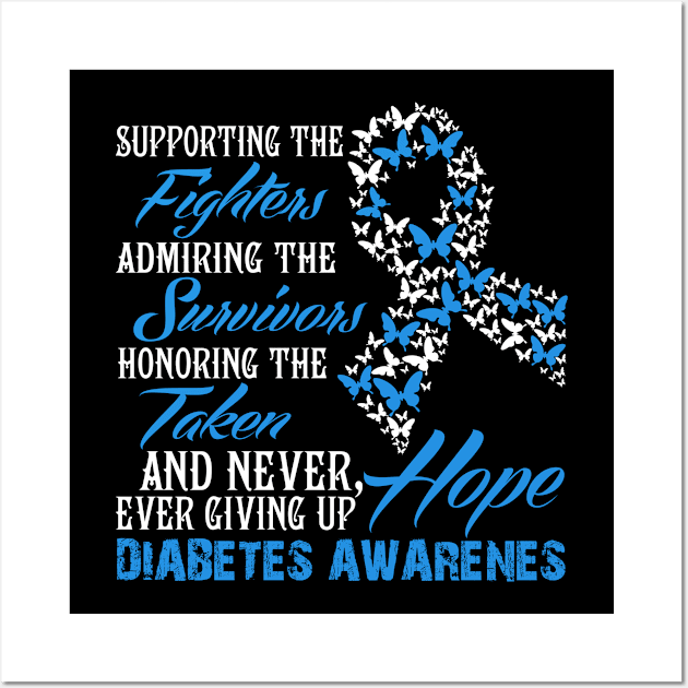 Never Ever Gving Up Hope Diabetes Awareness Wall Art by Wolfek246